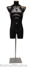 Male Display Mannequin on Adjustable Stand Sportswear Swimwear Torso Bust Black