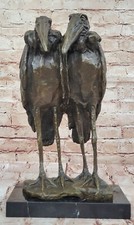 LARGE HOT CAST TWO LOVE BIRDS BRONZE SCULPTURE MARBLE BASE STATUE FIGURINE SALE