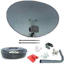 80cm Zone 2 Satellite Dish & Quad LNB + 10m RG6 Black Kit For Freesat / Sky + HD