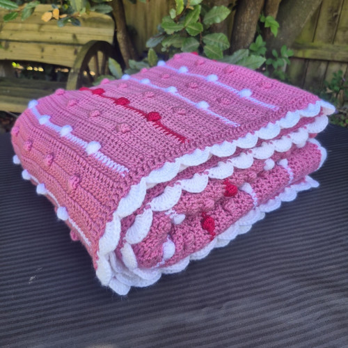 Hand crocheted pink white - pink,