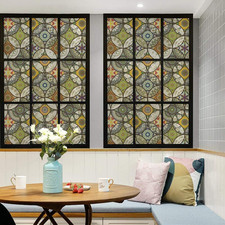 Dktie Window Film Vinyl Non Adhesive Privacy Film Stained Glass Window Film For