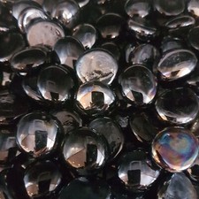 50 BLACK MIRROR Glass Pebbles