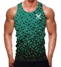 GREEN MOSAIC MUSCLE FIT TANK