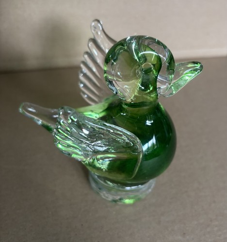 Murano style green glass duck - murano,