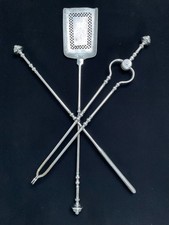 Quality Georgian Antique Fire irons, Polished Steel c1800, wrought iron