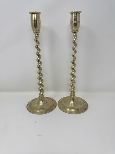 Brass barley twist candlestick - brass,