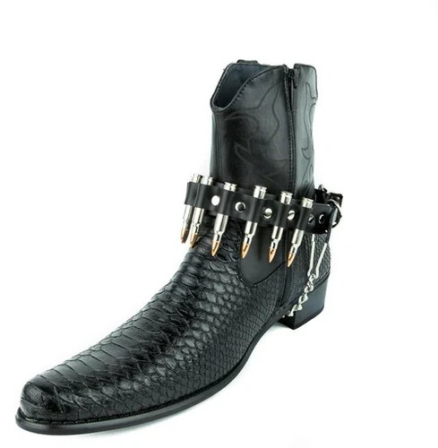 Black leather boot - leather,