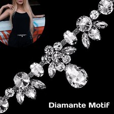 Rhinestone Diamante Applique Motif Crystal Sew On DIY Belt Trim Wedding Party