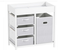 Baby Changing Unit with 4 Drawers & Changing Mat, Nursery Dresser Organizer,