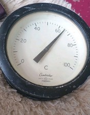 Vintage Cambridge Industrial Wall Thermometer Guage , Heavy , Steampunk 
