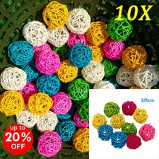 10pcs Bird Rattan Ball Kit Chewing Bite Toy For Parrot Budgie Parakeet Cockatiel