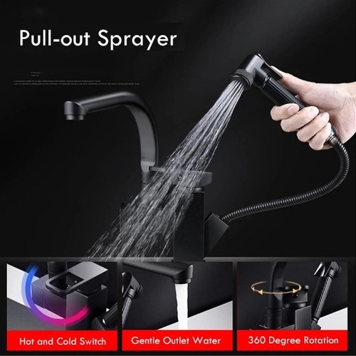 Black kitchen sink - mixer, tap