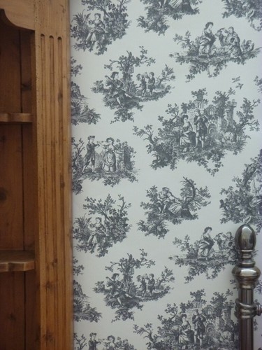 Black toile jouy wallpaper - de,