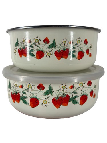 Vintage enamel bowls storage - vintage,
