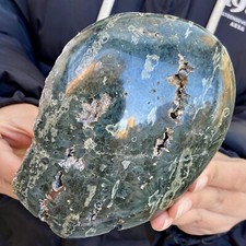 2.66LB Natural round eyed sea jade agate quartz crystal specimen