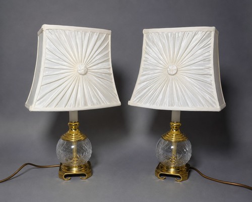 Pair vintage cut glass - cut,