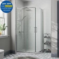 900 x 900mm Quadrant Shower Enclosure 8mm Walk In Cubicle Framed Tray & Waste