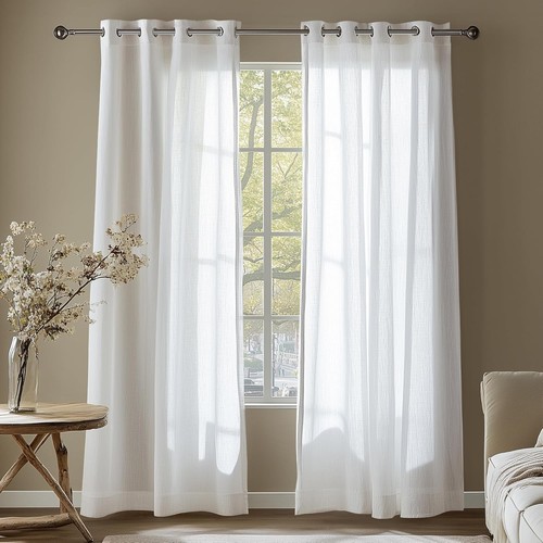 Net curtains linen look - curtains, sheer