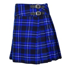 Ladies Knee Length Blue Tartan