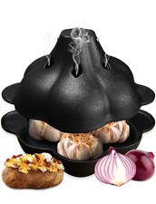 Pre-Seasoned Cast Iron Dutch Oven Pot, Potato Garlic Roaster Baker, Roasted G...