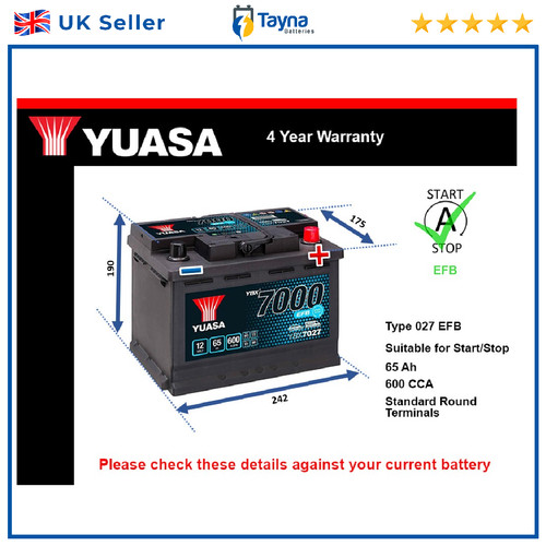 Efb car battery fits peugeot - battery,