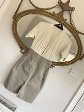 COS Gathered Zip-up Dress Off-white Grey / Brown Knee Length MIDI Size EUR 34 XS