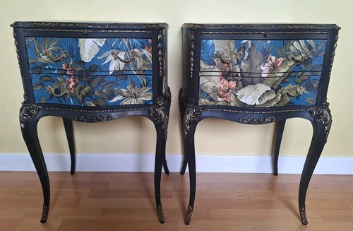 Decoupaged vintage bedside - decoupaged,