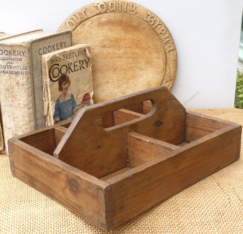 Vintage wooden cutlery tray - cutlery,