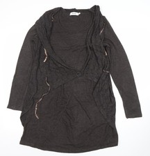 Myrine Essentials Women Brown Knit Wrap Dress M Long Sleeve