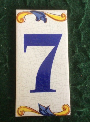 Ceramic house number tile - ceramic, no.7