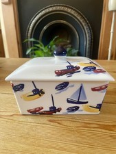 EMMA BRIDGEWATER Shoreline Scattered Boats Small Butter Dish. NEW. 1st Quality.