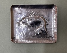 Arts And Crafts Newlyn Copper Fish Designs Pin Tray Antique C1900
