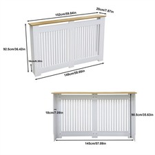 Large Radiator Cover White/Grey/Oak Top Wooden Wall Cabinet Slatted Grill Panel