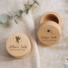 Personalised Tooth Fairy Box First Tooth Keepsake Wooden Trinket 1st Tooth Gift