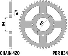 PBR Rear Sprocket in Steel for YAMAHA 80 PW ZINGER 1991-2004 32T