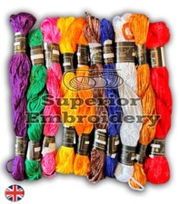 10 Skeins Large Silk Stranded Embroidery Skeins Threads 10 different Colours UK