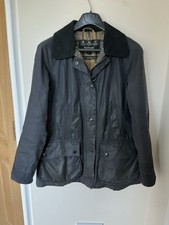 Barbour Beadnell Women's Navy Waxed Jacket Size 10 Good Condition