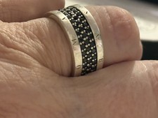 Thomas Sabo sterling silver band ring with black stones size K 1/2
