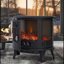 Freestand 1800W Electric Fire Stove Heater Realistic LED Log Fire Flame Effect
