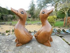 Wooden Ducks Carving - Pair of Hand Carved Ducklings