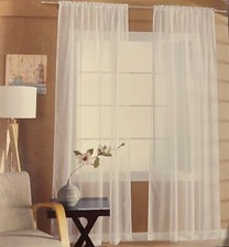 Voile Net Curtains Pair (2 Panels) Voiles Slot Top Panels, Easy to Fit, White