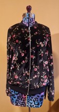 Stunning Velvet Black and Floral Pattern Atmosphere Bomber style jacket Size 16 