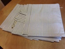 Ivory & Navy TickIng Stripe Camper Van Curtains,VW T2,Blackout/Thermal/Magnets
