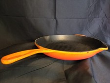 Vintage Le Creuset Volcano Orange Cast Iron Skillet | Griddle | Grill