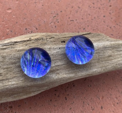 Dichroic glass studs handmade - dichroic,