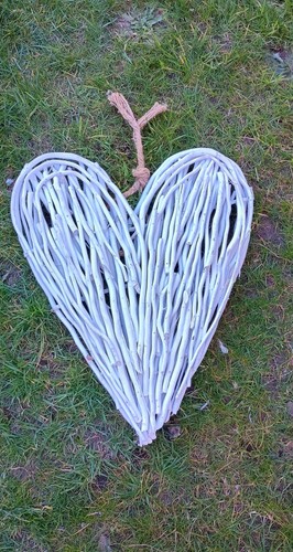 White wicker heart - heart, wall