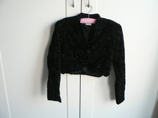 Laura Ashley Embroidered  Velvet  Jacket Black  Cropped Small Steampunk Goth