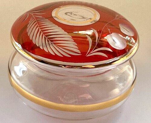 Cranberry glass etched - glass,