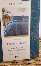 Christy Japanese Maple DOUBLE Size Duvet Cover Set Teal Blue & Gold BNIP 