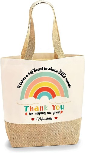 Teacher rainbow canvas shopper - teacher,